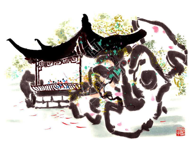 近现代 吴冠中《苏州园林》 40x50cm